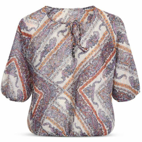 Stradivarius Women’s Multicoloured Paisley Chiffon Tunic Blouse Size 12
