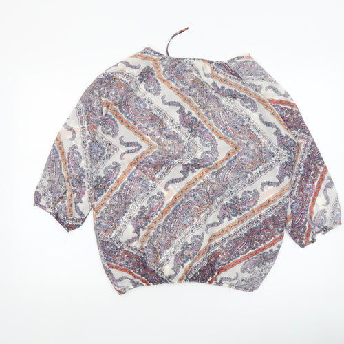 Stradivarius Women’s Multicoloured Paisley Chiffon Tunic Blouse Size 12