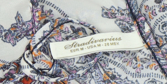 Stradivarius Women’s Multicoloured Paisley Chiffon Tunic Blouse Size 12