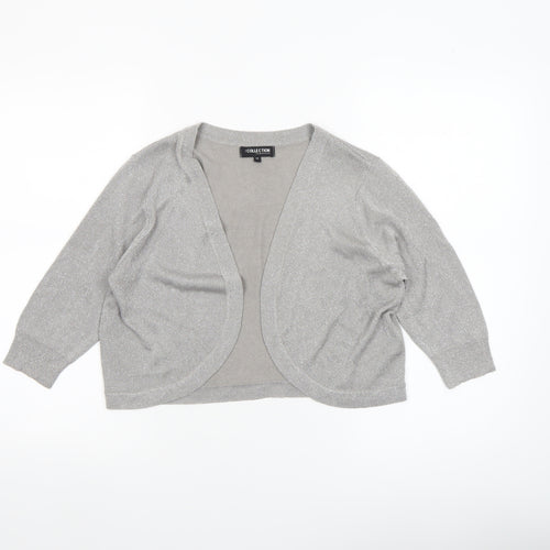 Debenhams Women’s Silver 3/4 Sleeve Open Knit Cardigan Size 14