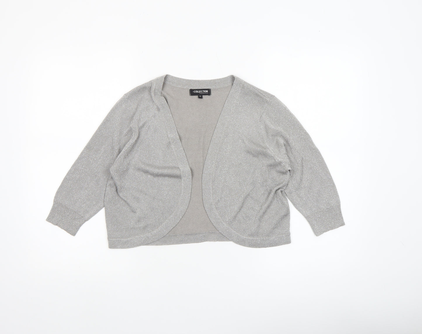 Debenhams Women’s Silver 3/4 Sleeve Open Knit Cardigan Size 14