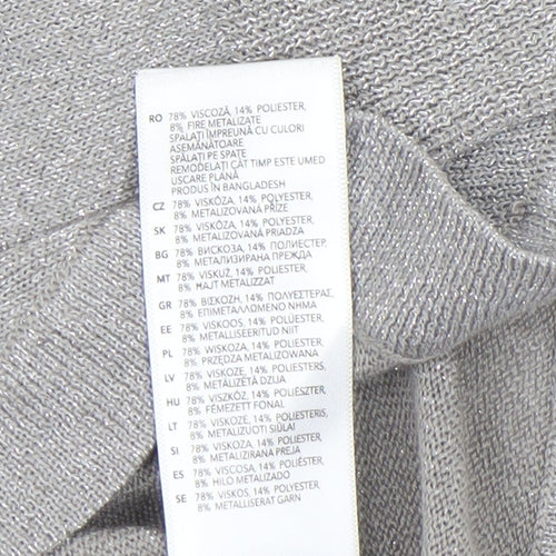 Debenhams Women’s Silver 3/4 Sleeve Open Knit Cardigan Size 14