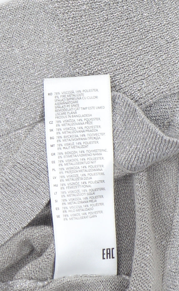Debenhams Women’s Silver 3/4 Sleeve Open Knit Cardigan Size 14