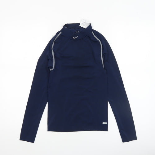 Nike Women Blue Long Sleeve Pro Compression Top M Slim Fit Athletic