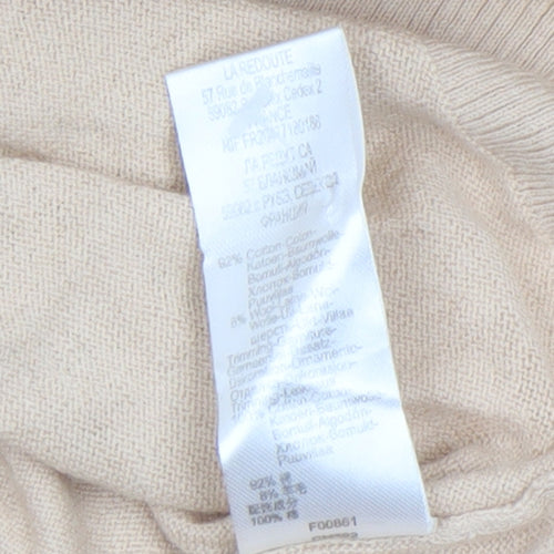 Anne Weyburn Women's Beige Knit Collared V-Neck Blouse Size 14