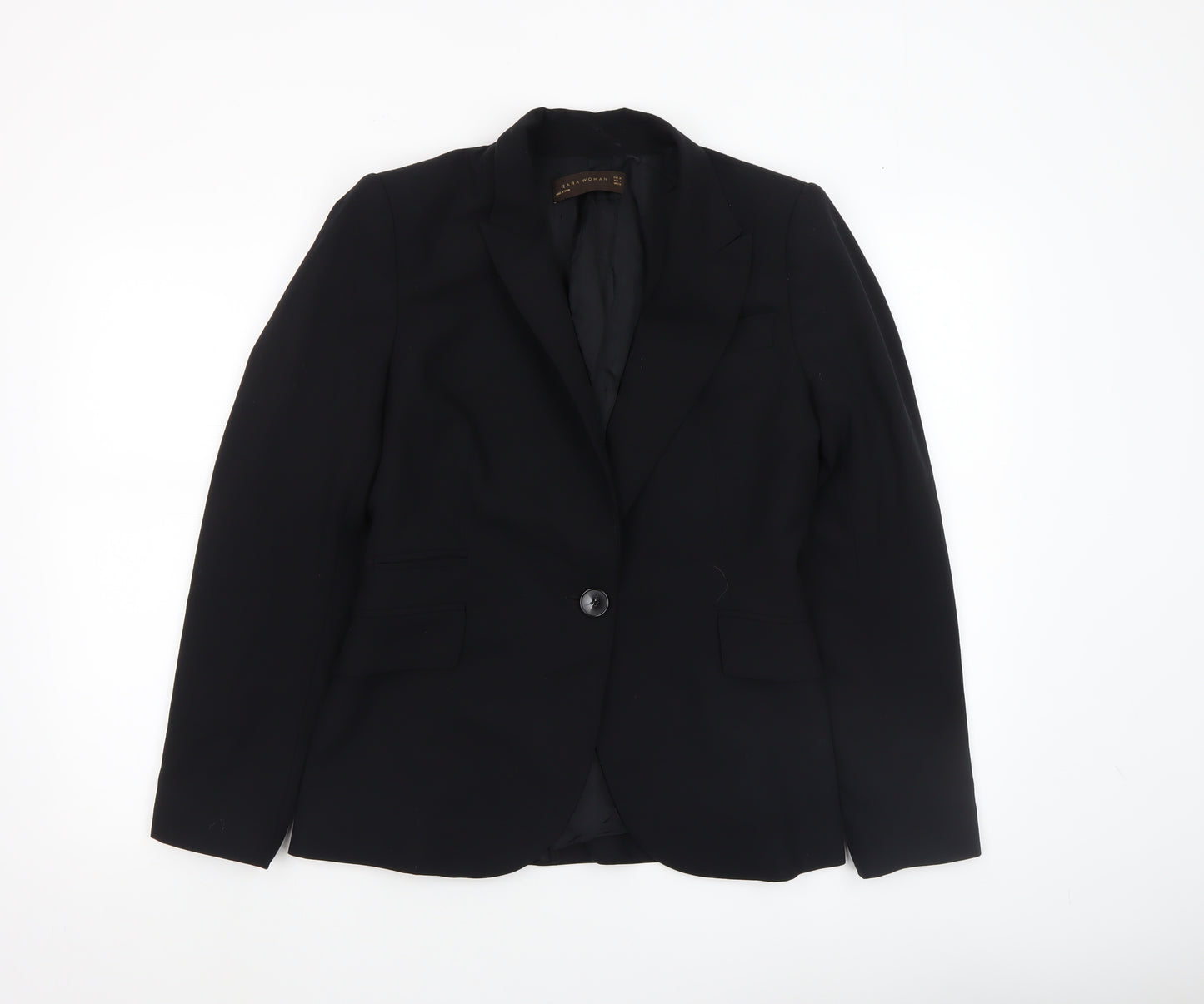 Zara Woman Black Slim Fit Single-Breasted Blazer Size 10