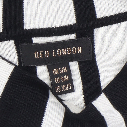 QED London Women's Black Geometric High Neck Knit Jumper Size S