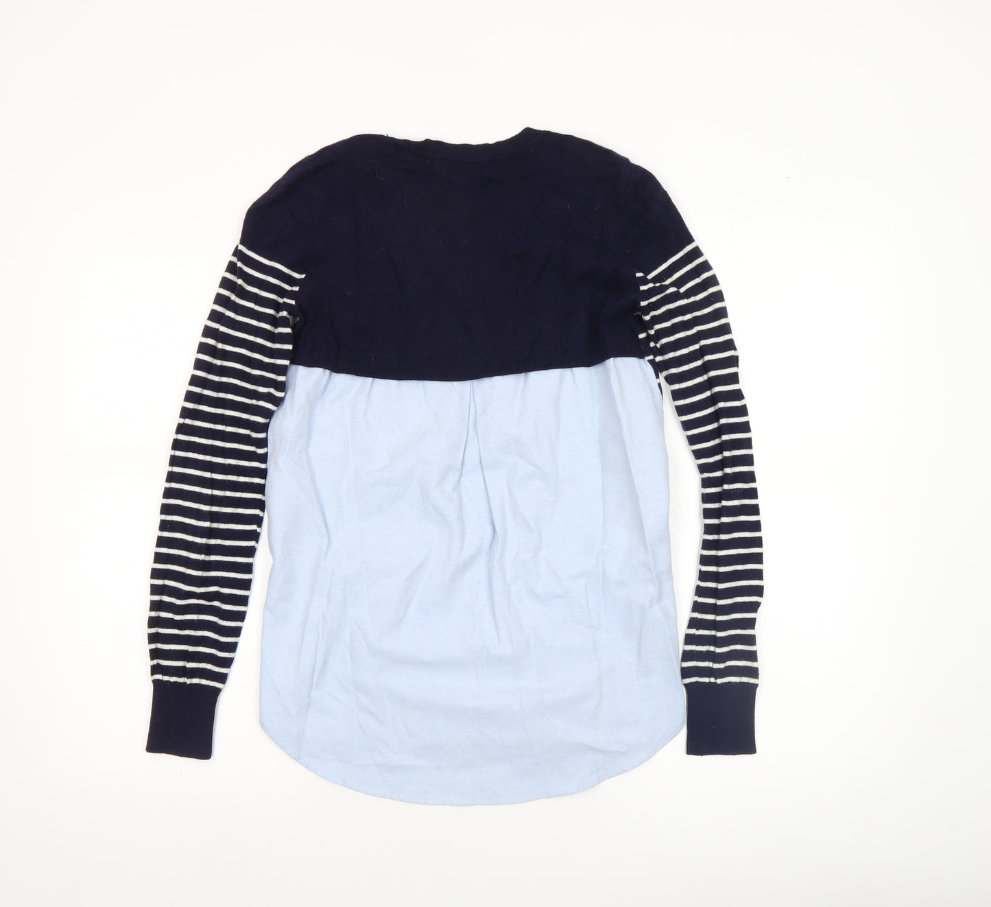 Oasis Women's Blue Striped Crew Neck Pullover Jumper XS