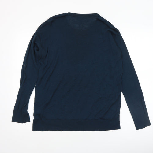 Jigsaw Women’s Blue Velvet Front Pullover Jumper Size M