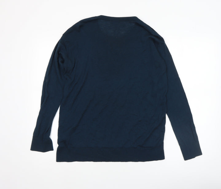 Jigsaw Women’s Blue Velvet Front Pullover Jumper Size M
