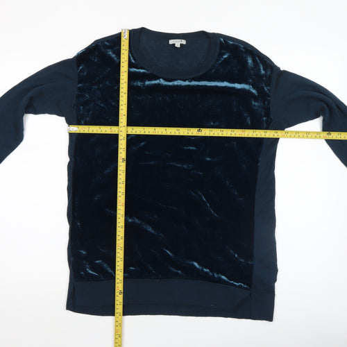 Jigsaw Women’s Blue Velvet Front Pullover Jumper Size M