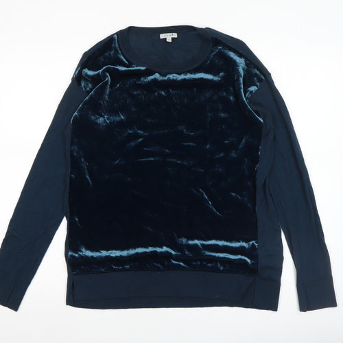 Jigsaw Women’s Blue Velvet Front Pullover Jumper Size M