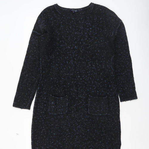 Bloomings Women Black Wool Knit Long Sleeve Jumper Dress L