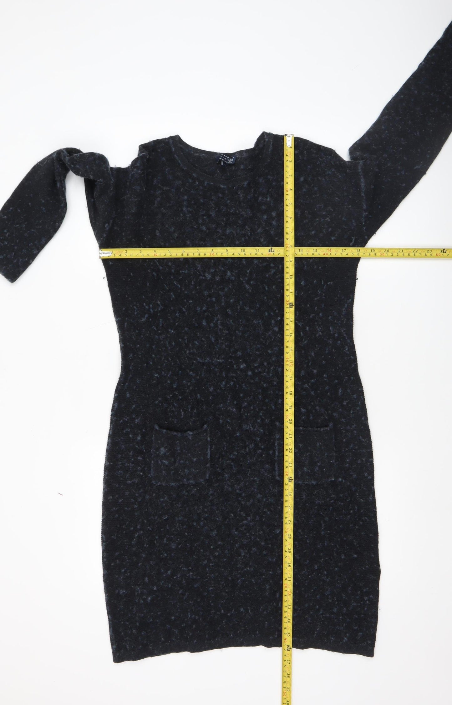 Bloomings Women Black Wool Knit Long Sleeve Jumper Dress L