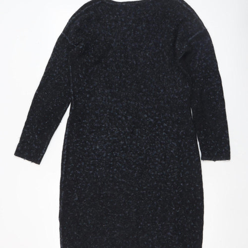 Bloomings Women Black Wool Knit Long Sleeve Jumper Dress L