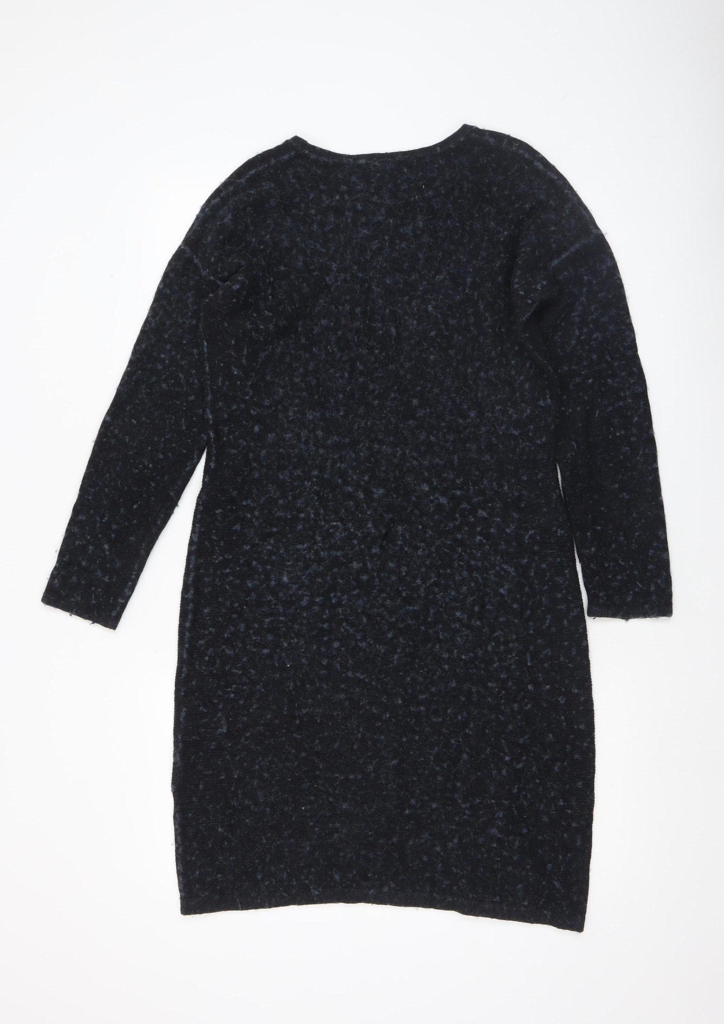 Bloomings Women Black Wool Knit Long Sleeve Jumper Dress L