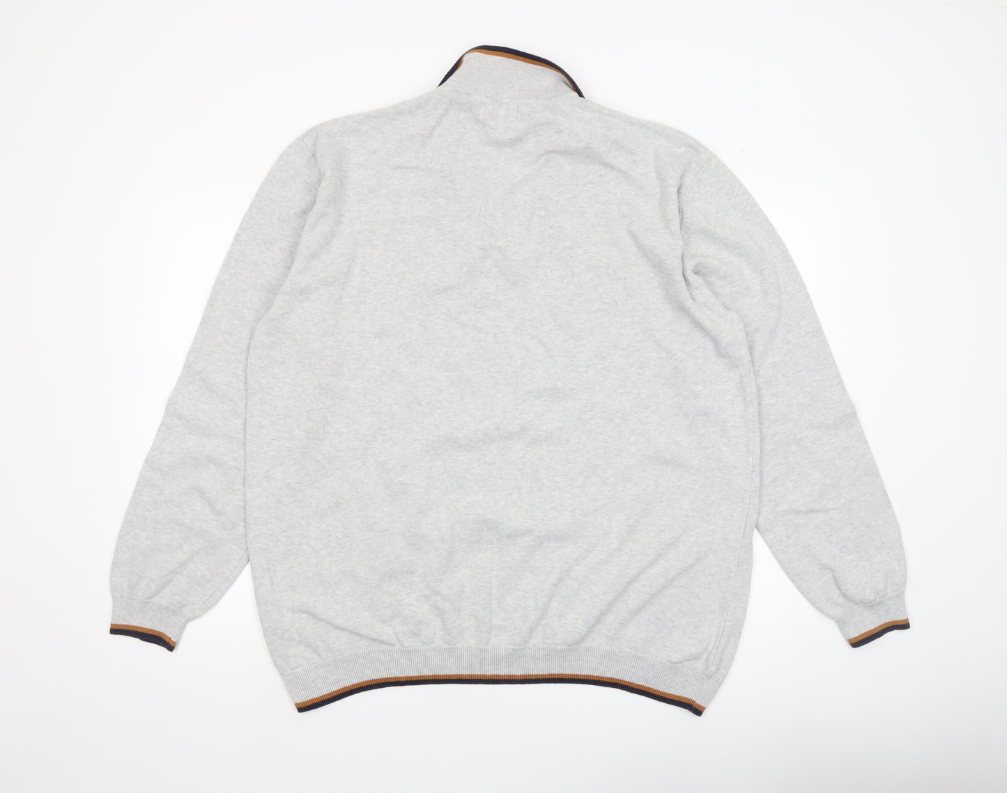 Next Men’s Grey Collared Cotton Pullover Jumper 2XL Classic Fit