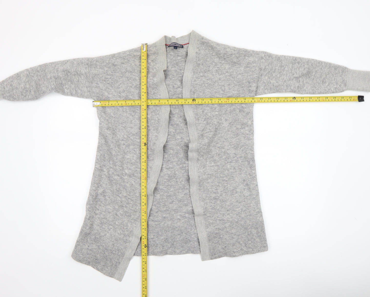 Tommy Hilfiger Women's Grey Wool Blend Open Knit Cardigan XS