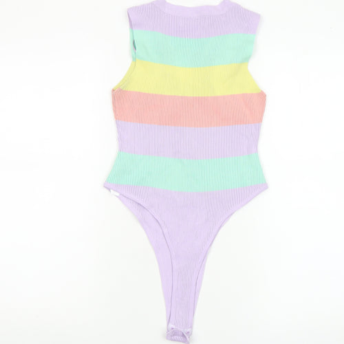 Quiz Women’s Multicoloured Ribbed Bodysuit Large V-Neck Sleeveless