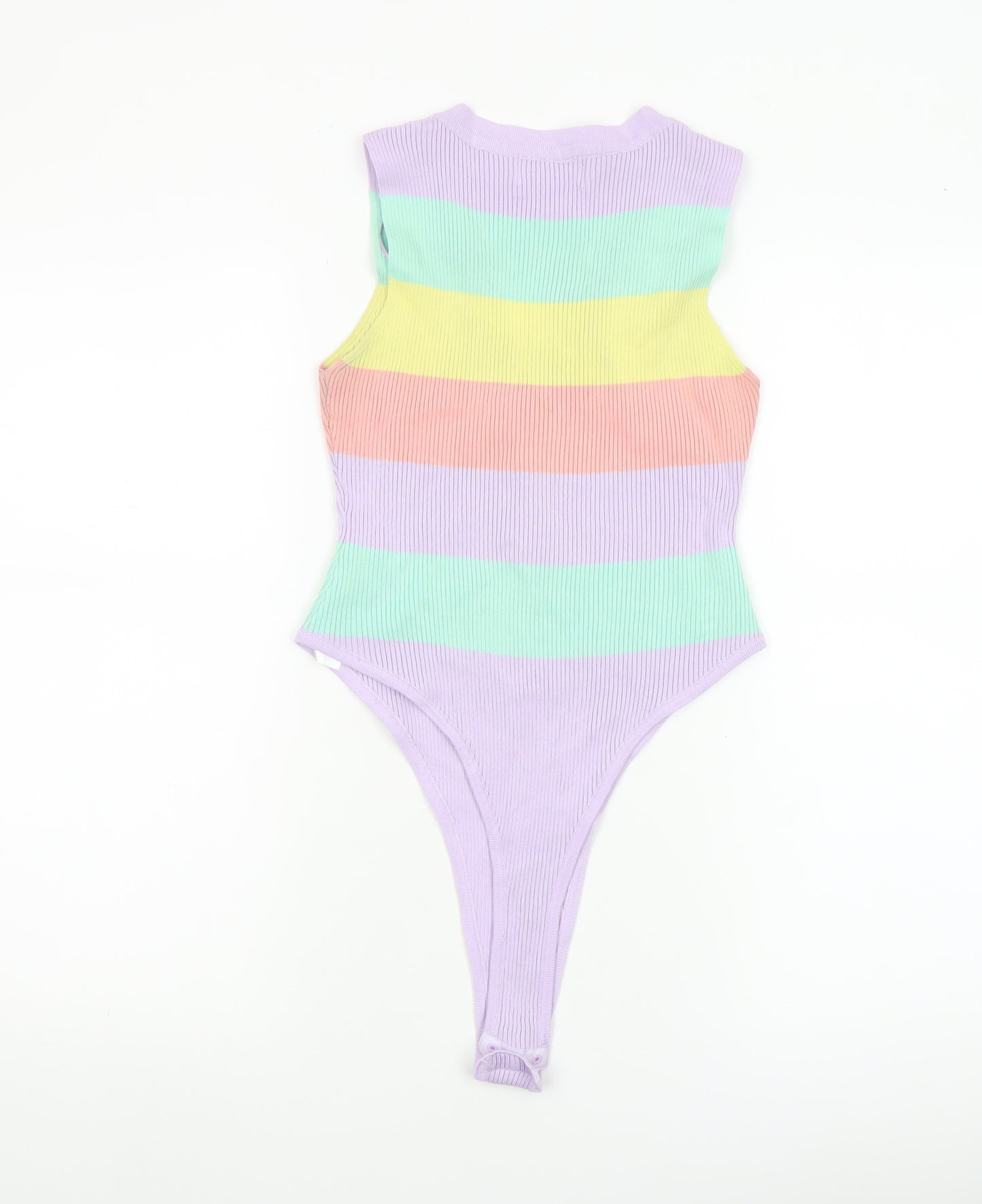 Quiz Women’s Multicoloured Ribbed Bodysuit Large V-Neck Sleeveless