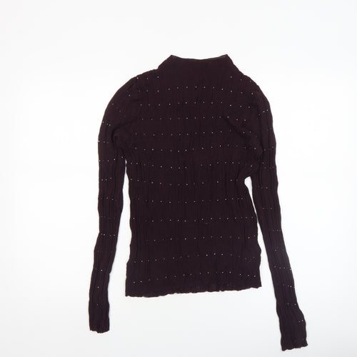 Next Women’s Brown Beaded High Neck Slim Fit Jumper Size 14