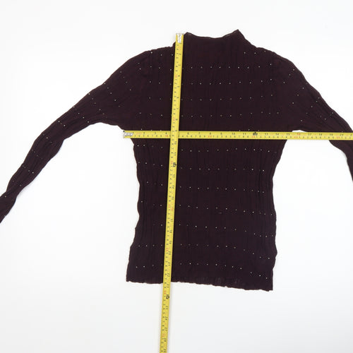 Next Women’s Brown Beaded High Neck Slim Fit Jumper Size 14