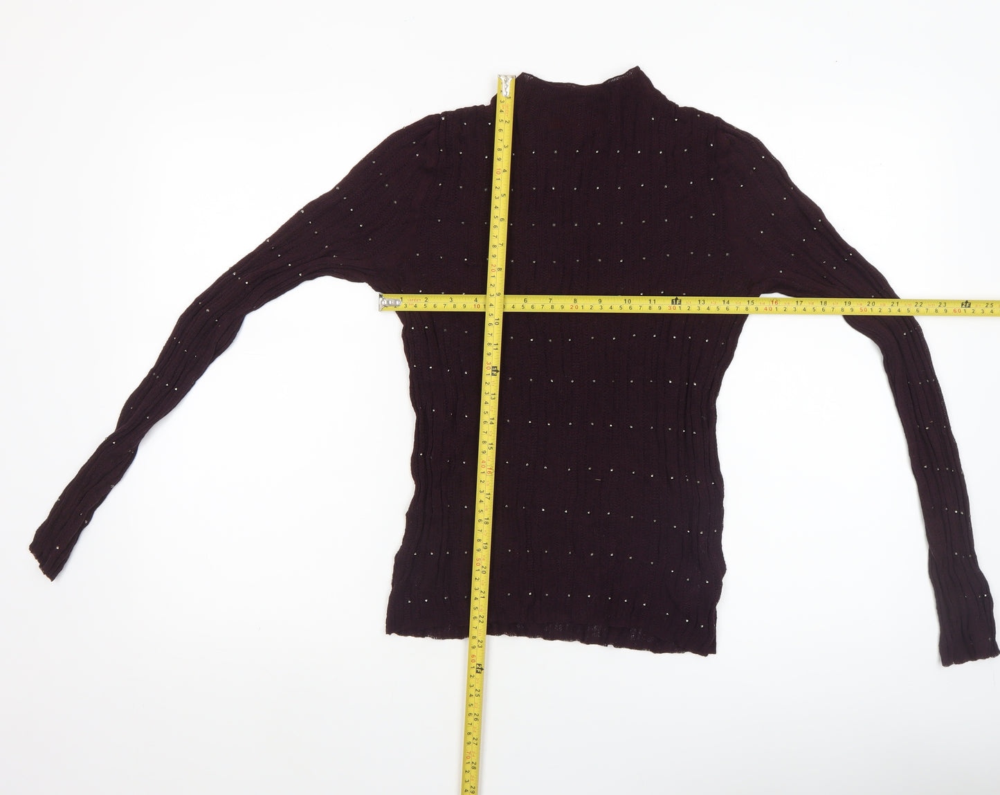 Next Women’s Brown Beaded High Neck Slim Fit Jumper Size 14