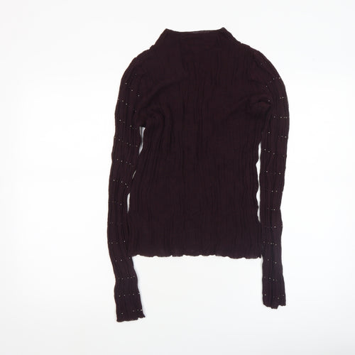 Next Women’s Brown Beaded High Neck Slim Fit Jumper Size 14