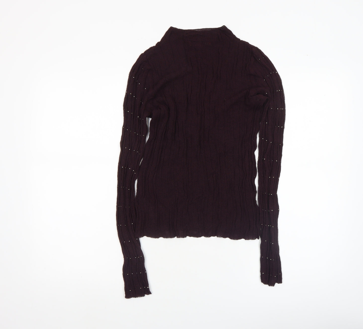 Next Women’s Brown Beaded High Neck Slim Fit Jumper Size 14