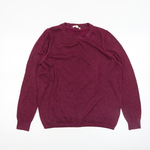 White Stuff Women's Purple Glitter Knit Jumper Size 14