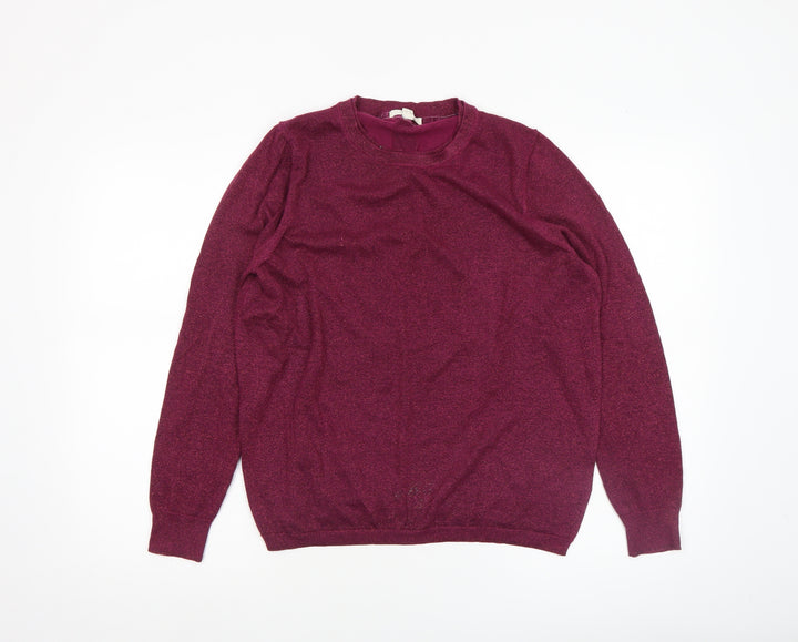 White Stuff Women's Purple Glitter Knit Jumper Size 14