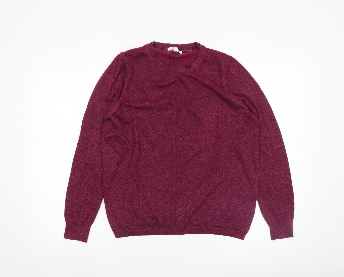 White Stuff Women's Purple Glitter Knit Jumper Size 14