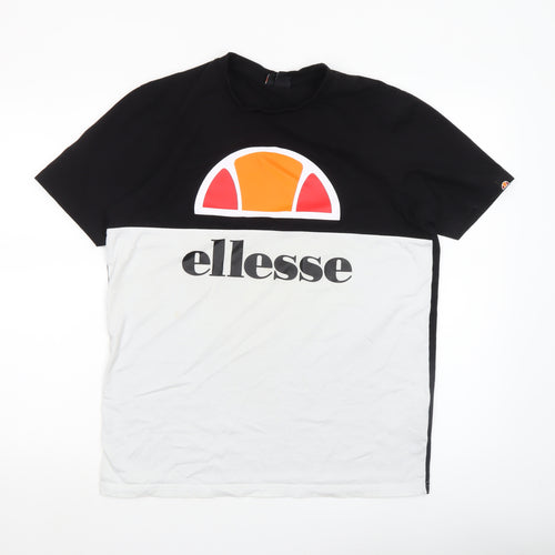Ellesse Men's Black & White Colourblock Logo T-Shirt UK L