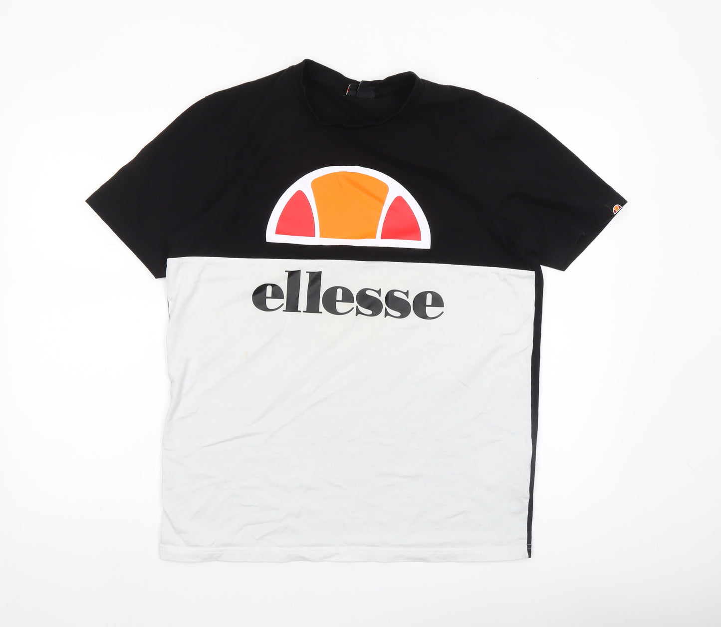 Ellesse Men's Black & White Colourblock Logo T-Shirt UK L