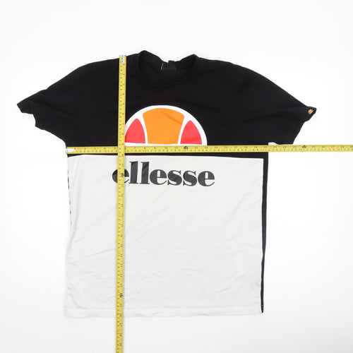 Ellesse Men's Black & White Colourblock Logo T-Shirt UK L