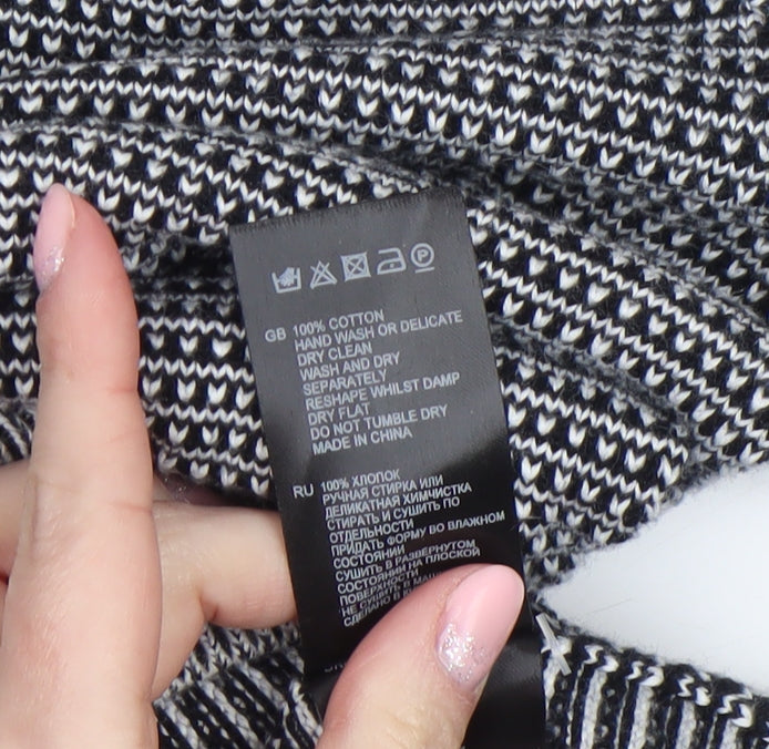 Reiss Men's Grey Cotton Crew Neck Geometric Knit Jumper XL