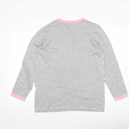 Bassini Women's Grey Pink Stripe Cotton Blend Pullover Jumper L
