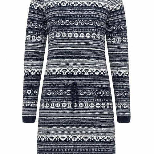 H&M Women’s Blue Fair Isle Knit Jumper Dress Size 12 Long Sleeve Winter