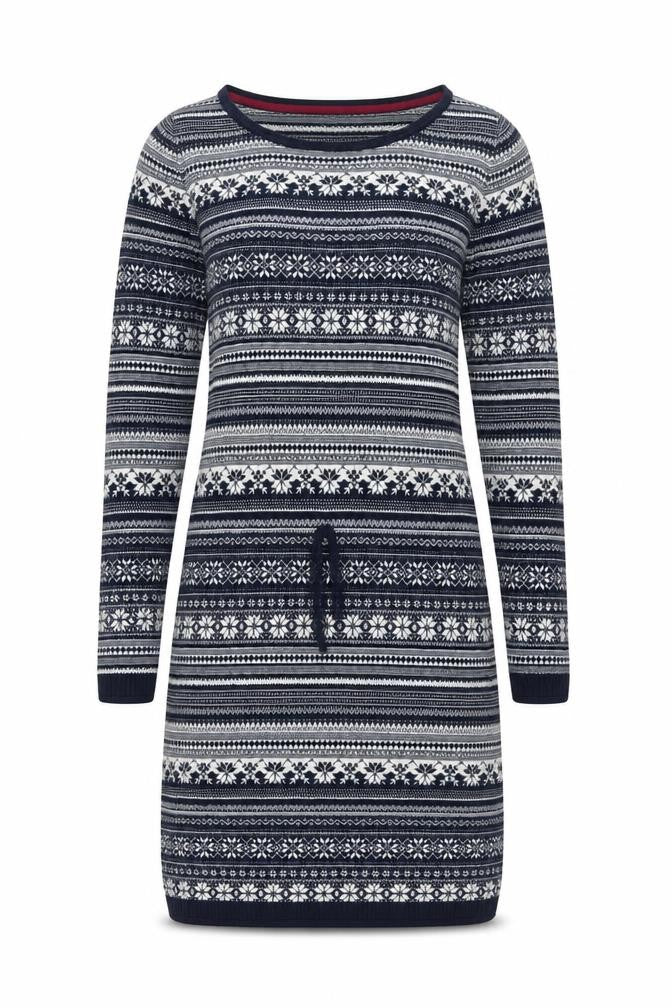 H&M Women’s Blue Fair Isle Knit Jumper Dress Size 12 Long Sleeve Winter