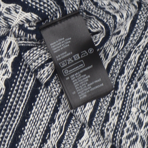 H&M Women’s Blue Fair Isle Knit Jumper Dress Size 12 Long Sleeve Winter