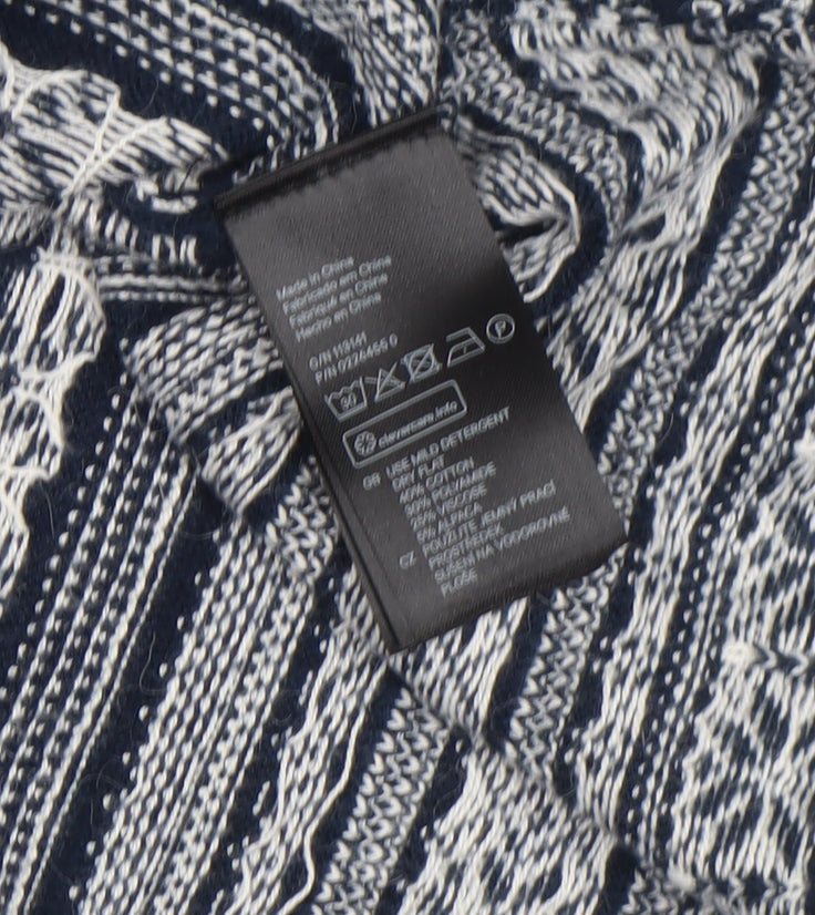 H&M Women’s Blue Fair Isle Knit Jumper Dress Size 12 Long Sleeve Winter