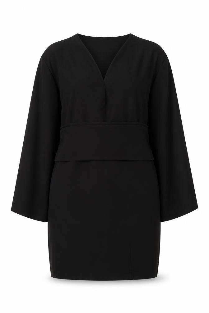 Boohoo Women’s Black Size 20 Bodycon Long Sleeve V-Neck Stretch Dress