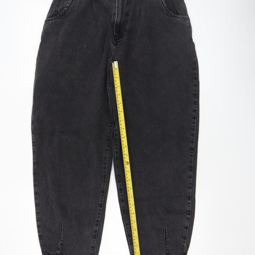 ZARA Women Black Mom Jeans M High Waist Relaxed Fit Denim