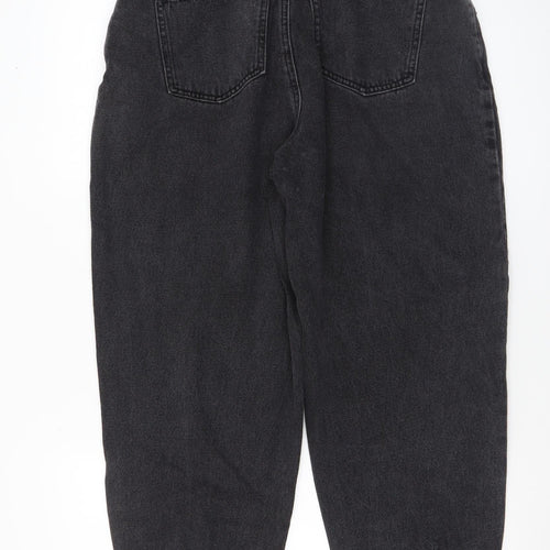 ZARA Women Black Mom Jeans M High Waist Relaxed Fit Denim