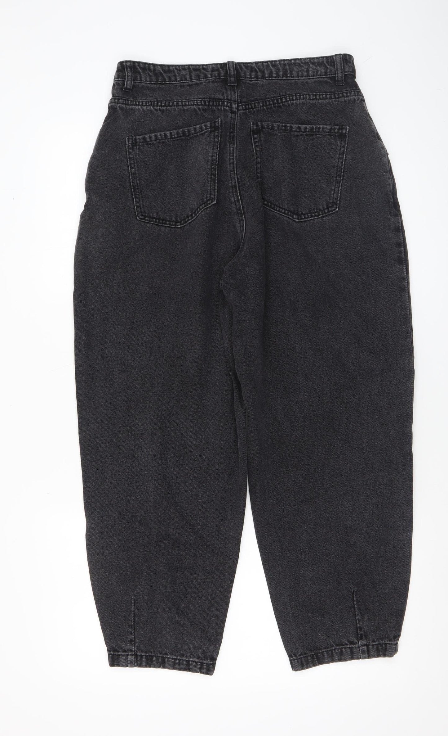 ZARA Women Black Mom Jeans M High Waist Relaxed Fit Denim