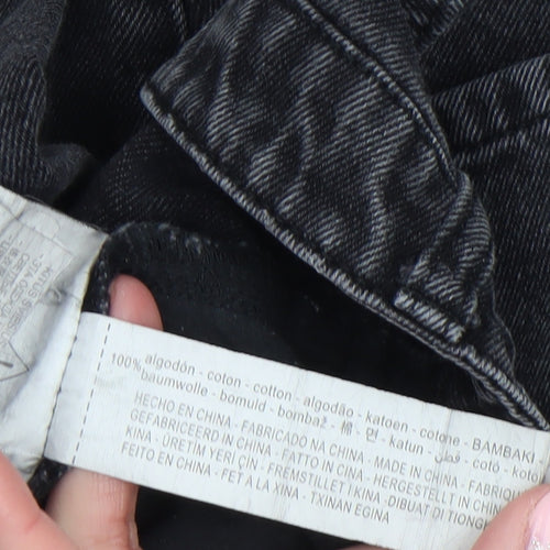 ZARA Women Black Mom Jeans M High Waist Relaxed Fit Denim