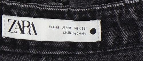 ZARA Women Black Mom Jeans M High Waist Relaxed Fit Denim