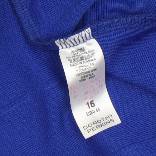 Doll & Frog Women's Blue Bodycon Zip V-Neck Sleeveless Dress Size 16