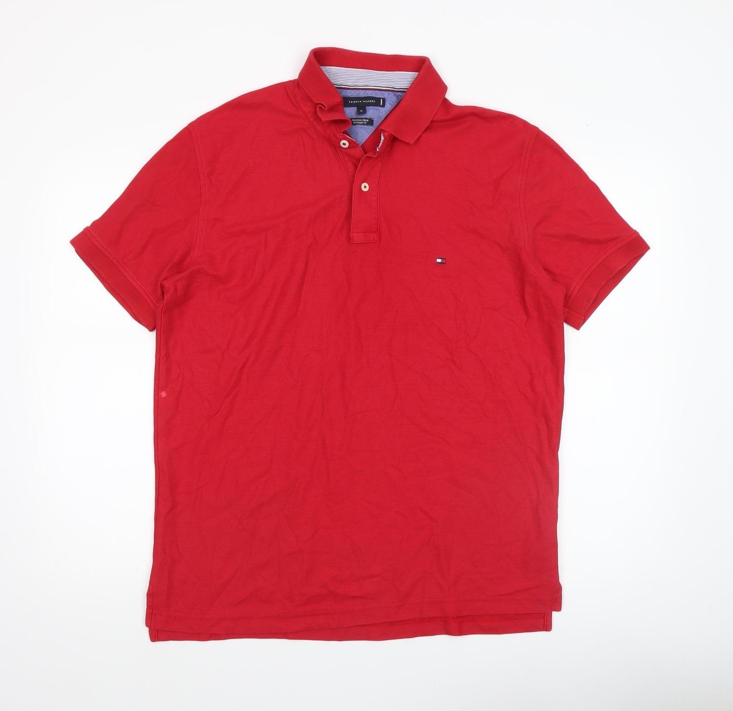Tommy Hilfiger Men's Red XL Regular Fit Cotton Polo Shirt