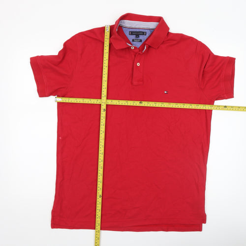 Tommy Hilfiger Men's Red XL Regular Fit Cotton Polo Shirt